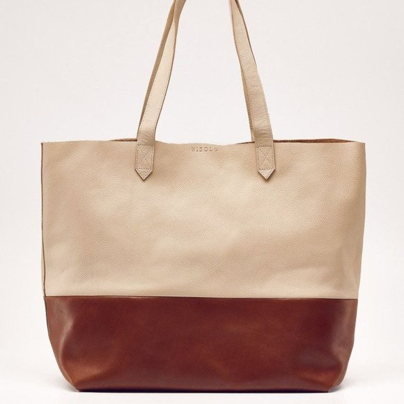 Nisolo Handbags - Nisolo Lori Tote Bone / Caramel Leather